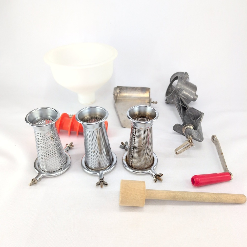 vtg Victorio Food Strainer Silver No. 200 *3 Screens* Set Manual Sauce Maker